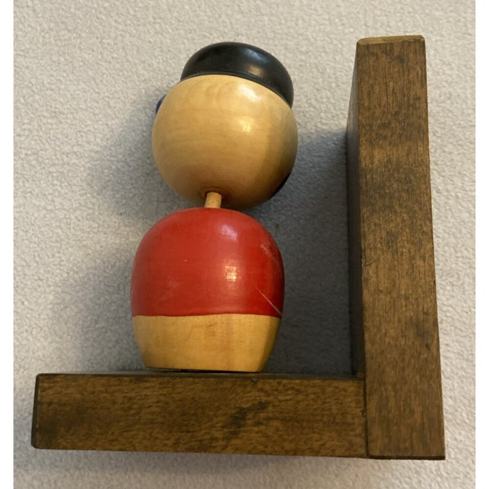 Vintage Wooden Japanese Kokeshi Bobble Head Doll Bookends Japan Hand painted - Picture 5 of 6